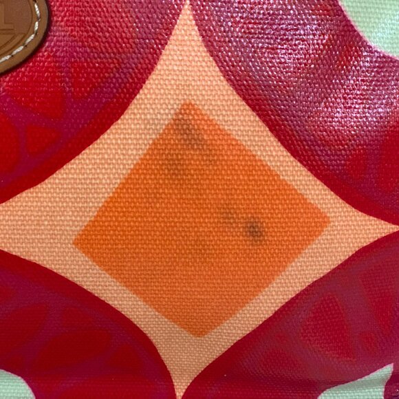 Fossil Keyper Flap Crossbody Bag in Pink Orange Geo Print Coated Canvas (As Is) - Picture 4 of 9